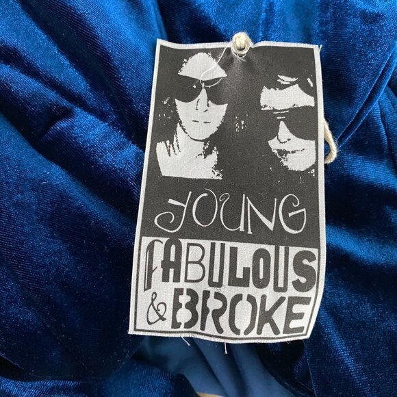 Young Fabulous & Broke Velvet Cardigan Jacket Medium Blue Quilted NWT CJ-1375 - Picture 10 of 10